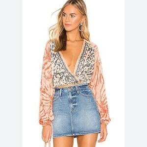 Free People Cruisin Together Mixed-Print Top sz M